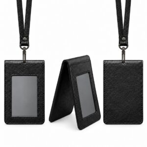 MAGNUS BLACK MILL LEATHER - ID CARD LANYARD